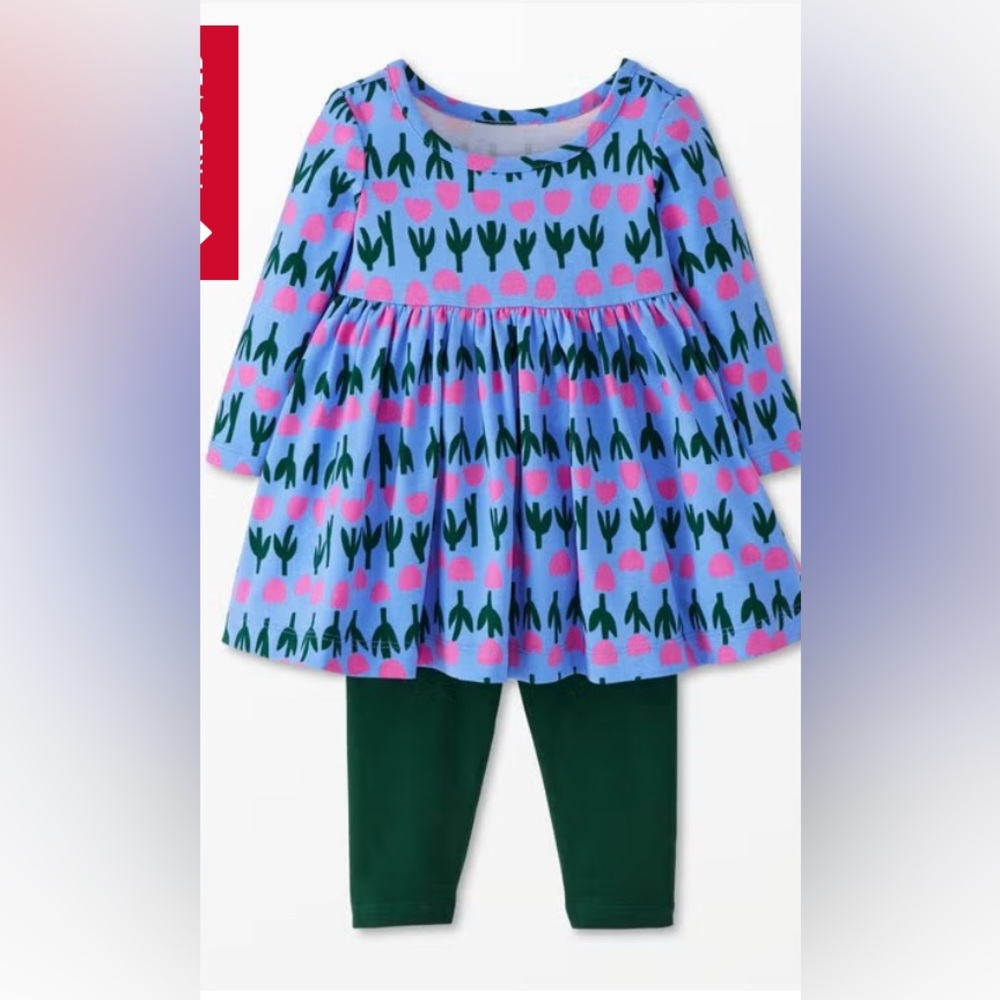 EUC Hanna Andersson Baby Super Soft Skater Dress and Leggings Set- 2T